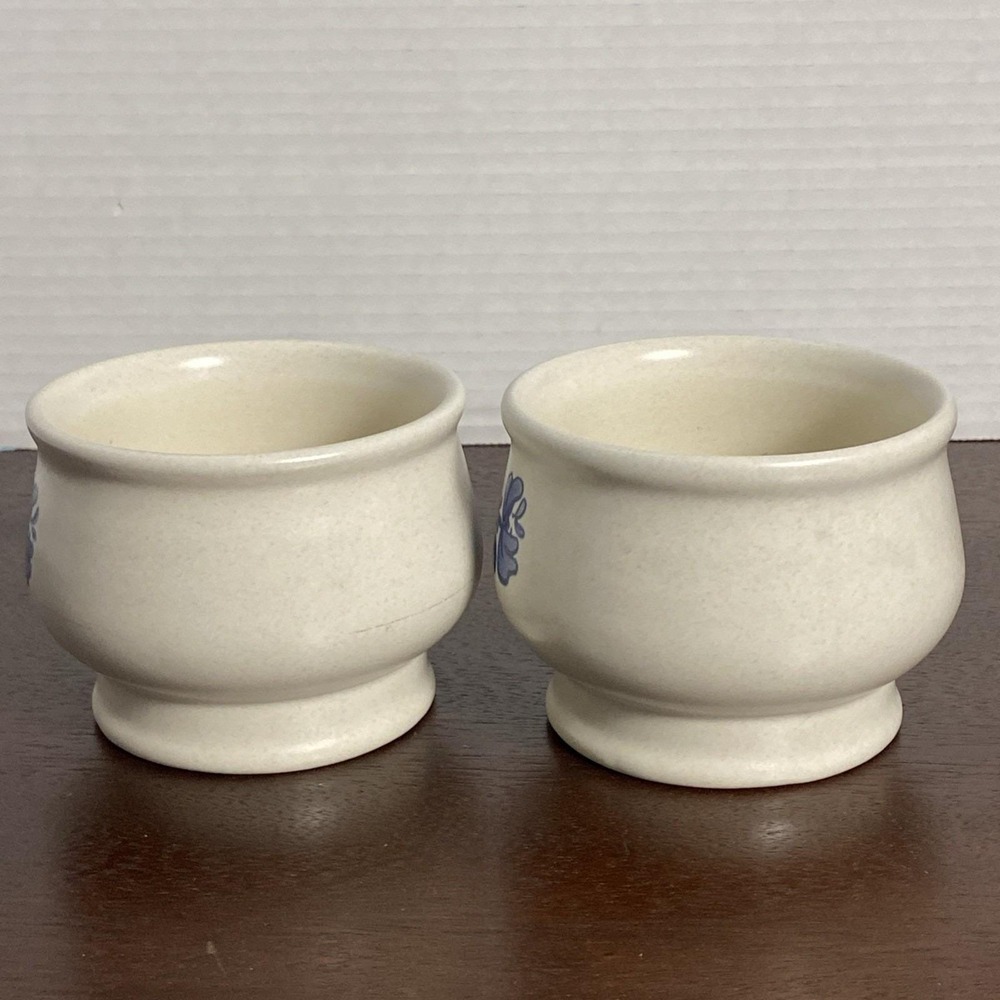 Vtg Pfaltzgraff Blue Yorktowne Set of 2 Bowls Blue Flower Stoneware Made In USA - Picture 2 of 7